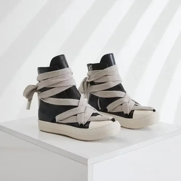 Men Woman Casual Lace-up Thick Soled Trendy Shoes,Street Motorcycle Sneakers - Picture 1 of 6